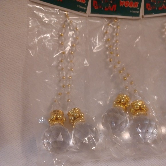 Glass and Gold Ornaments Dangle Elves At Work Old Time Pottery Lot of 4 - Picture 2 of 5